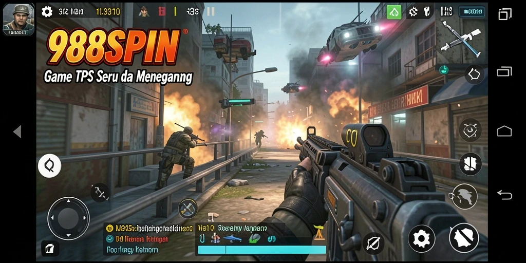 Screenshot gameplay 988SPIN yang seru dan penuh aksi TPS.