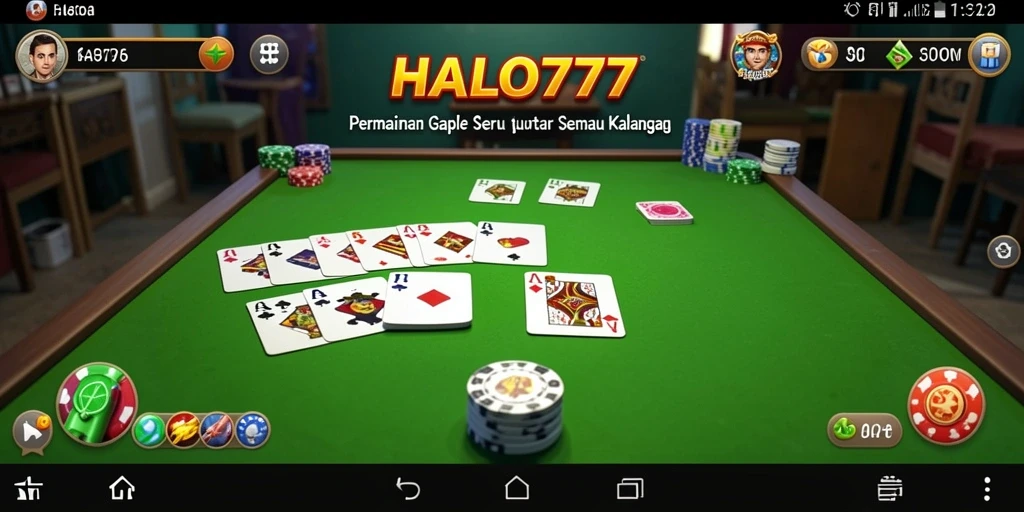 Screenshot gameplay HALO777 yang menampilkan serunya bermain Gaple.