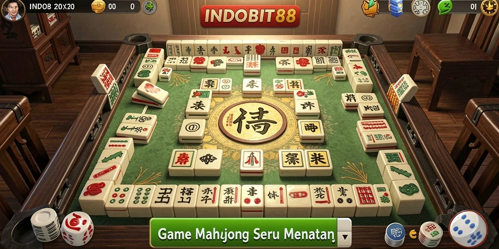 Tampilan gameplay menarik dari INDOBIT88 saat bermain Mahjong.