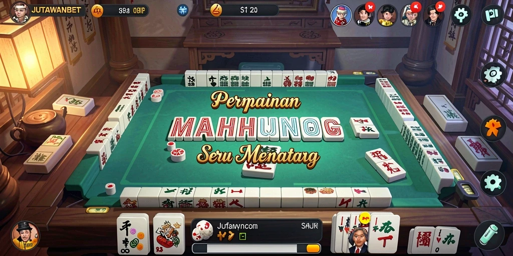 Screenshot dari gameplay mendebarkan JUTAWANBET yang menampilkan suasana Mahjong yang menantang.