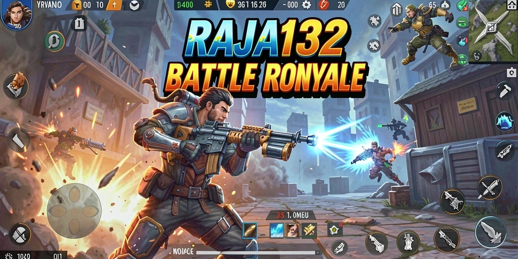 Gameplay seru dan menegangkan dalam RAJA132 Battle Royale.