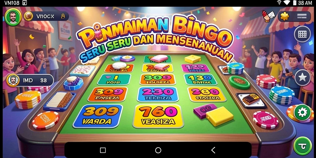 Screenshot gameplay VM108 yang menunjukkan keseruan bermain Bingo.