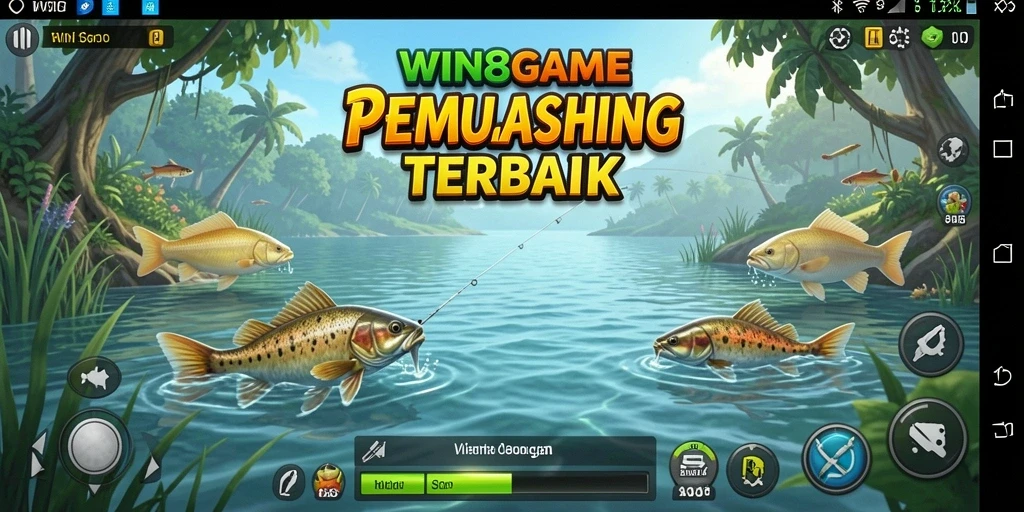 Gameplay WIN8GAME menampilkan petualangan memancing yang mendebarkan.