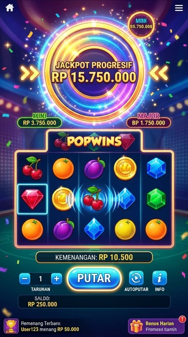Tampilan utama popwin yang menarik dan mudah digunakan.